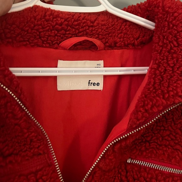 WILFRED FREE (aritzia) Red oversized teddy coat ❤️ - Picture 7 of 7